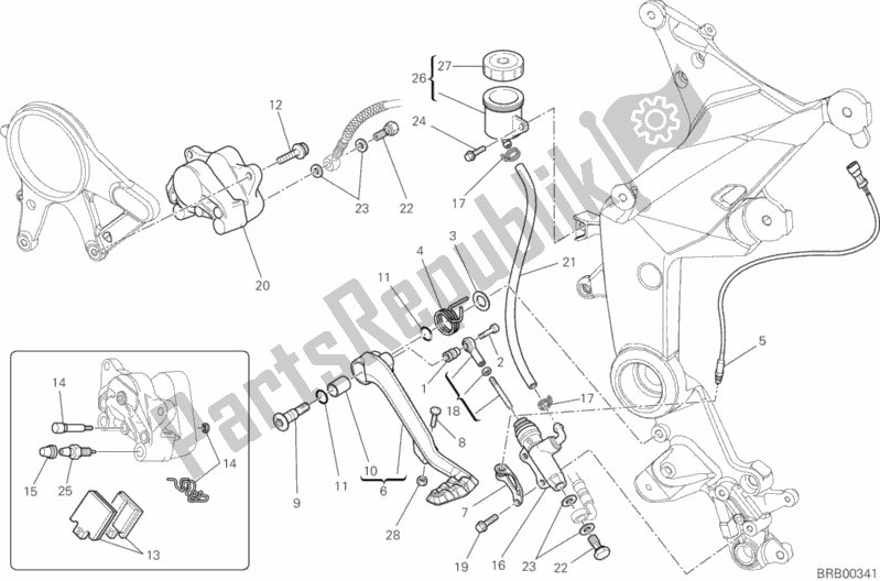Todas las partes para Sistema De Frenado Trasero de Ducati Multistrada 1200 ABS USA 2012
